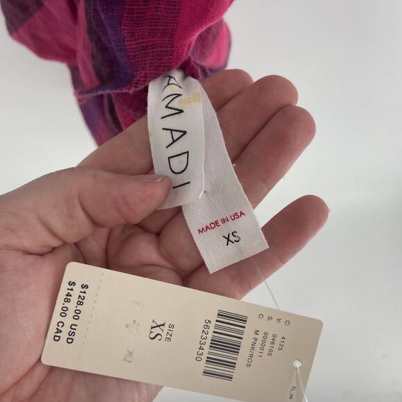 Anthropologie Amadi purple pink striped open back short romper women xs NWT - Picture 3 of 8